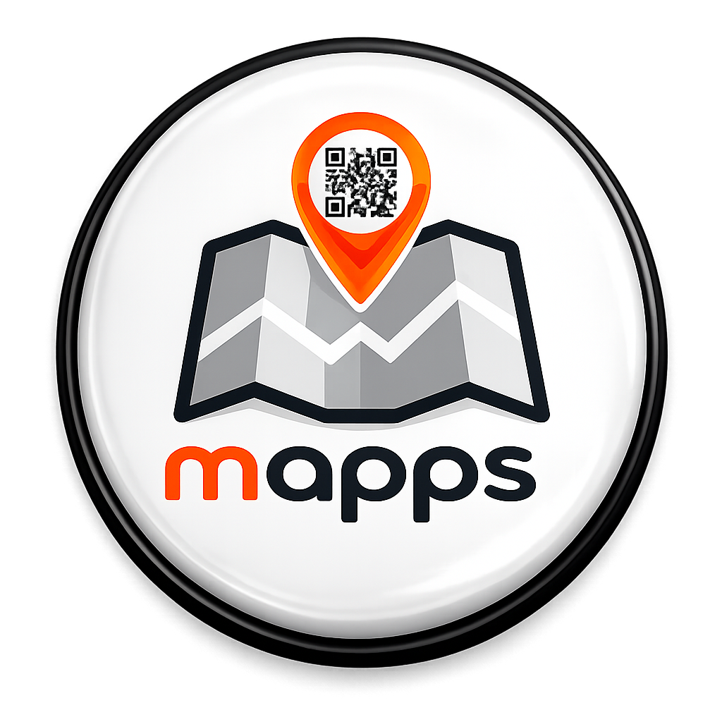 Logo mapps com mapa e QR code